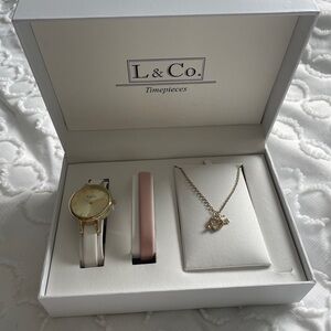 Women's Gold Watch and Necklace Set